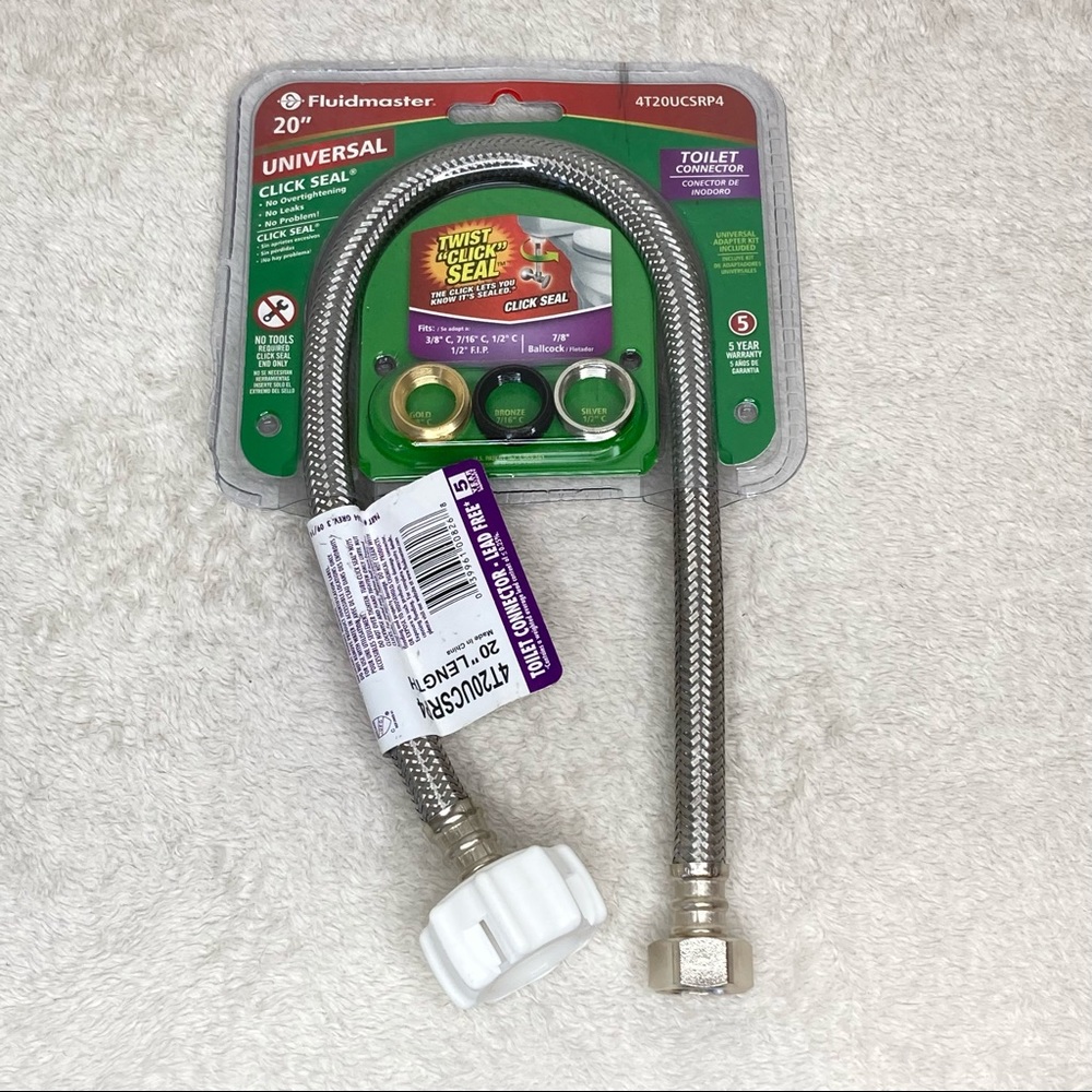 NEW FluidMaster Universal Click Seal Toilet Connector 20" Adapter Kit 4T20UCSRP4